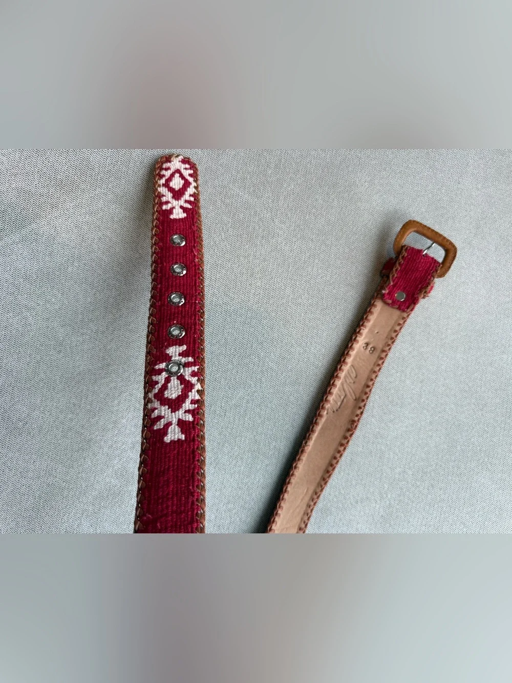 Arloom Red Embroidered Leather-Trim Women’s Belt NEW ROUND TOP TX